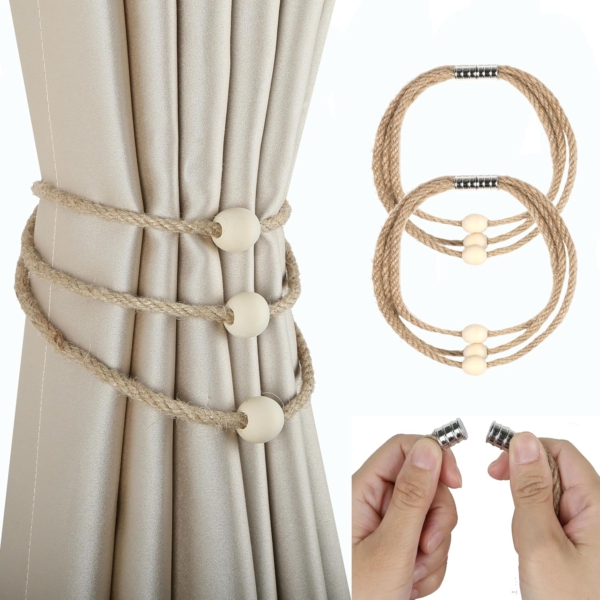 Magnetic Curtain Tiebacks Decorative Rope Holdback Holder for Home