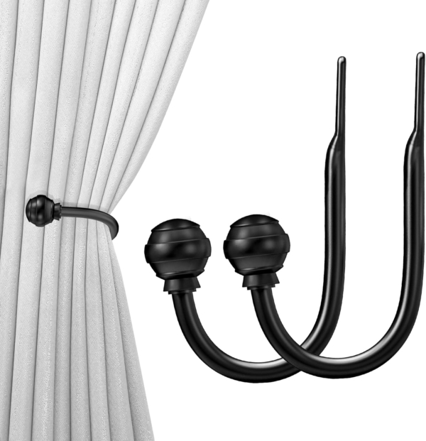 Curtain Holdback, 2pcs Wall Mounted Drapery Tiebacks Hooks with Ball