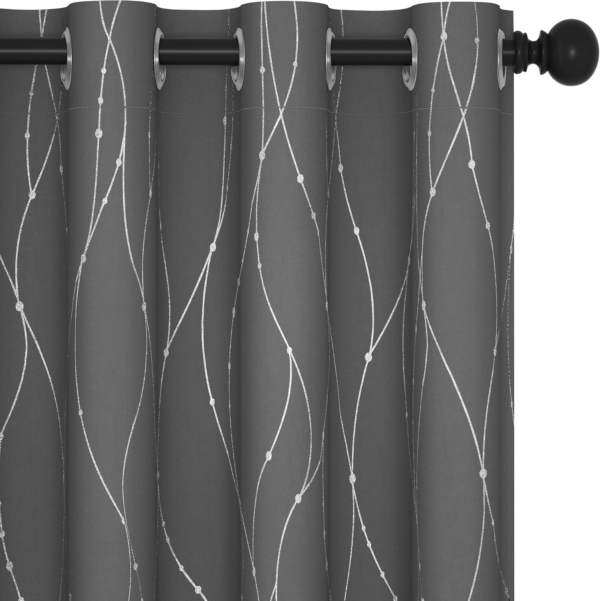 Deconovo Blackout Room Curtains for Living Room with Dots Design