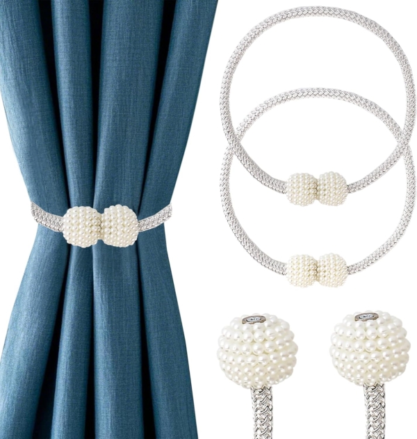 Magnetic Curtain Tiebacks Convenient Drape Tie Backs Pinowu Pearl