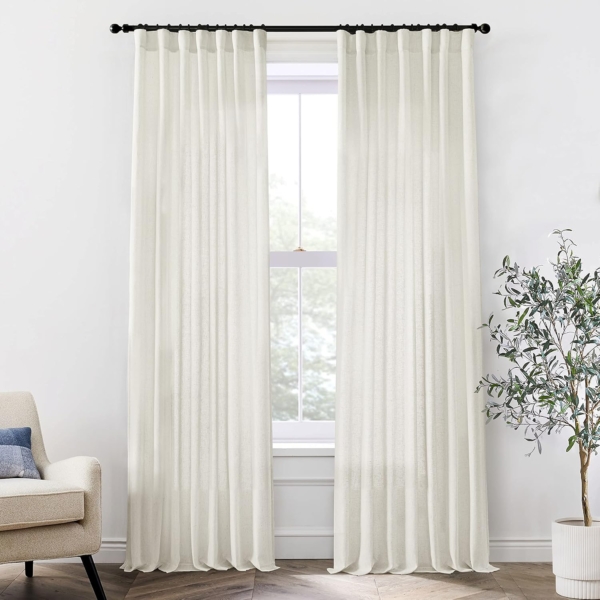 TTS Textile Decoration Sheer Curtains for Living Room Off White