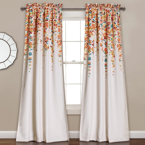 Lush Decor Weeping Flowers Darkening Window Curtains Panel Set
