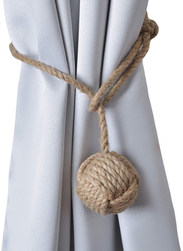 DAYONG 2 Pack Curtain Rope Tiebacks Hand Braided Curtain Tie Back