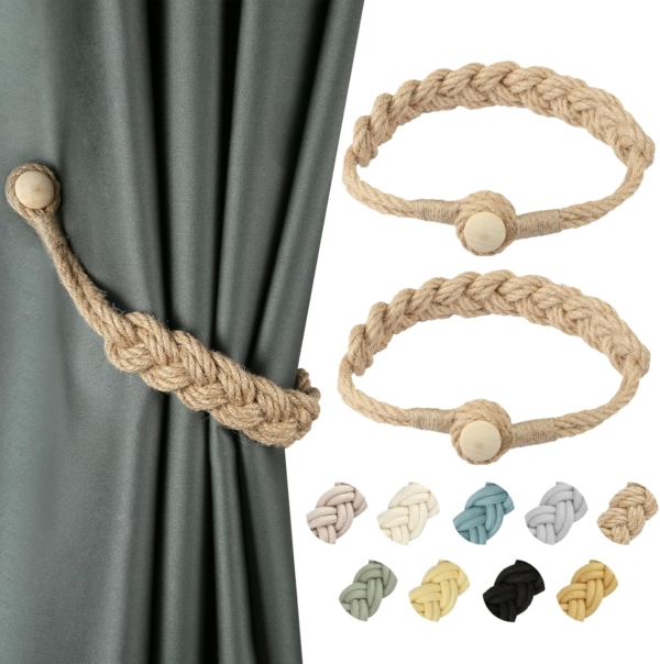 Curtain Tiebacks Rope Hand Woven Natural Cotton Rope Decorative Tassel