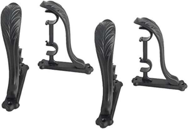 Double Curtain Rod Brackets - Black