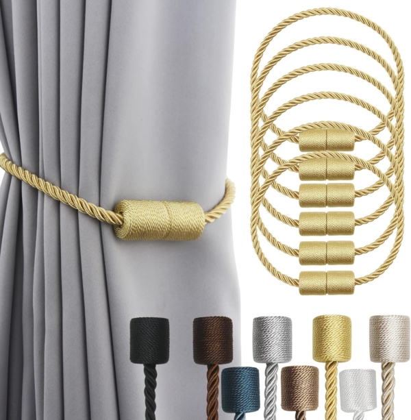 U/D Magnetic Curtain Tiebacks - 2 Pieces (Golden)