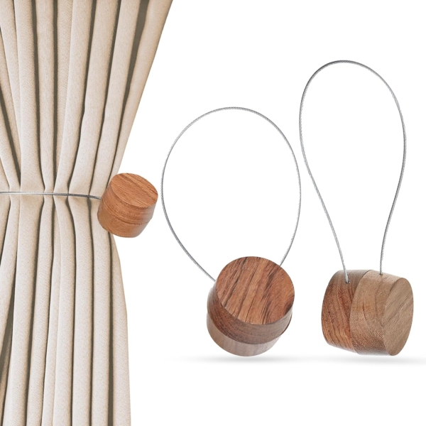 Wood Magnetic Curtain Tiebacks for Window Drapery Kitchen Office