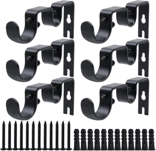 Curtain Rod Hook for Wall Black Double Curtain Holder Hook
