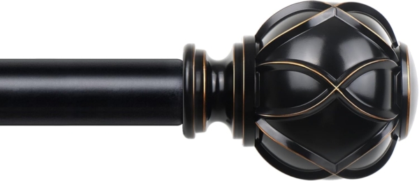 Curtain Rod Telescoping Single Drapery Rod Netted Texture Finials