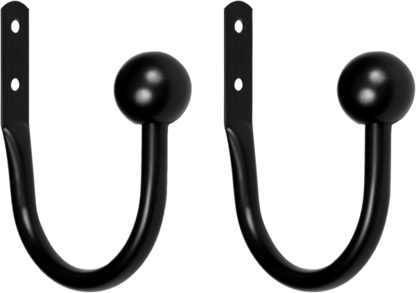Kenney Medieval Hook Window Curtain Holdback Pair, Black