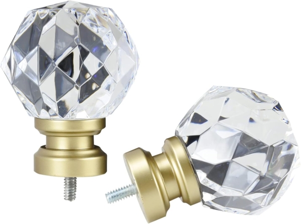 Amazon Basics Decorative Curtain Rod with Faceted Ball Finials Clear