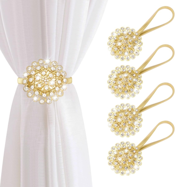 4 Pieces Magnetic Curtain Tiebacks Curtain Straps Magnetic Curtain