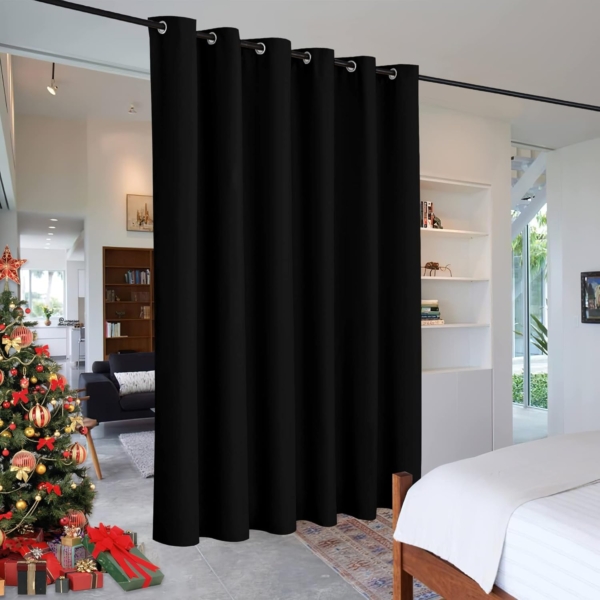 Queenzliving Blackout Curtain, Long Door 9 feet- Pack of 1, Black