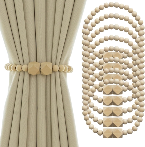 Wooden Beads Curtain Tiebacks Decorative Natural Wood Beads Curtain