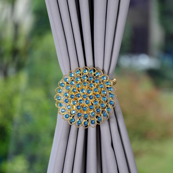 Crystal Flower Shape Window Curtain Holdback Buckle Tie Curtain Holder