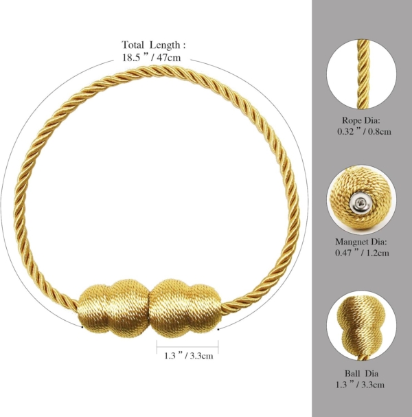 Curtain Holdbacks for Window Draperies Curtain Clips Rope Straps - Image 2