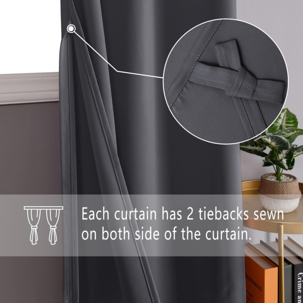 THS Thermal Blackout Curtain for Bedroom (Gray-Black, 2 Pieces) - Image 2