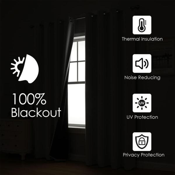 JUDA Thermal Insulated Grommet Blackout Curtains, 2Piece, 150x270cm - Image 3