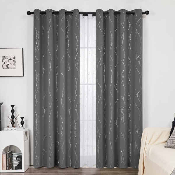 Deconovo Blackout Room Curtains for Living Room with Dots Design - Image 2