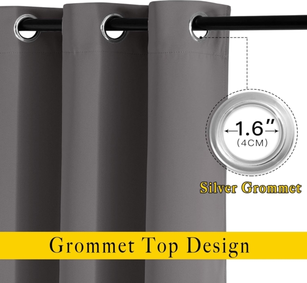 THS Blackout Curtain For Bedroom, 2 Pieces (Dark Grey, 300 x 270cm) - Image 2