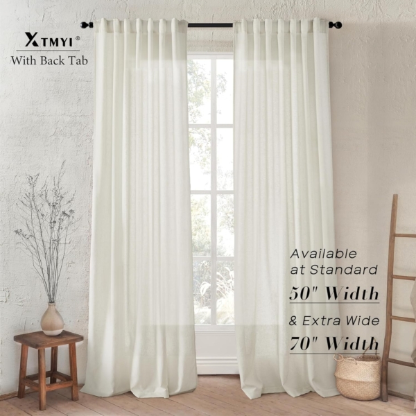 TTS Textile Decoration Sheer Curtains for Living Room Off White - Image 2