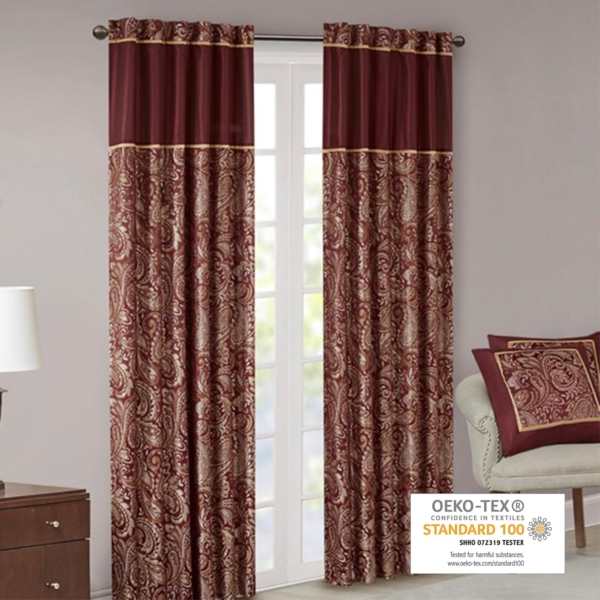 Home Sizzler 2 Pieces Polyester Door Curtains Maroon, 3D Abstract - Image 2