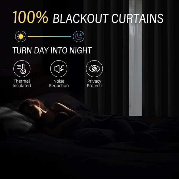 Blackout Curtains for Living Room Bedroom Noise Isolate Temperature - Image 2