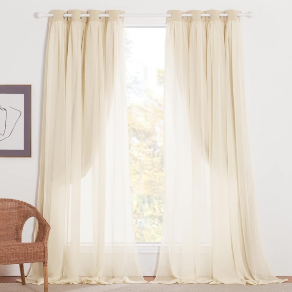 TTS Sheer Curtains with Ring Top (Silver Silk, W150 x L270cm) - Image 2