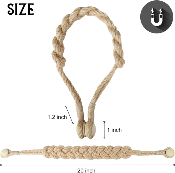 Curtain Tiebacks Rope Hand Woven Natural Cotton Rope Decorative Tassel - Image 2