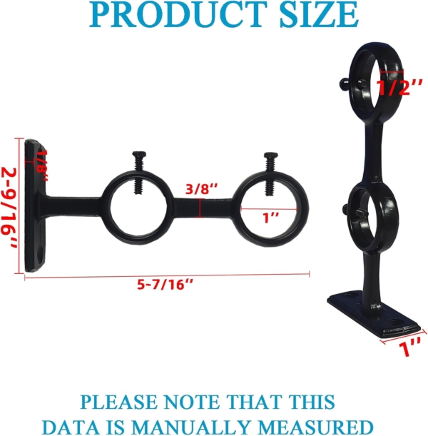 Double Curtain Rod Brackets Heavy Duty Curtain Rod Hooks Black Curtain - Image 2