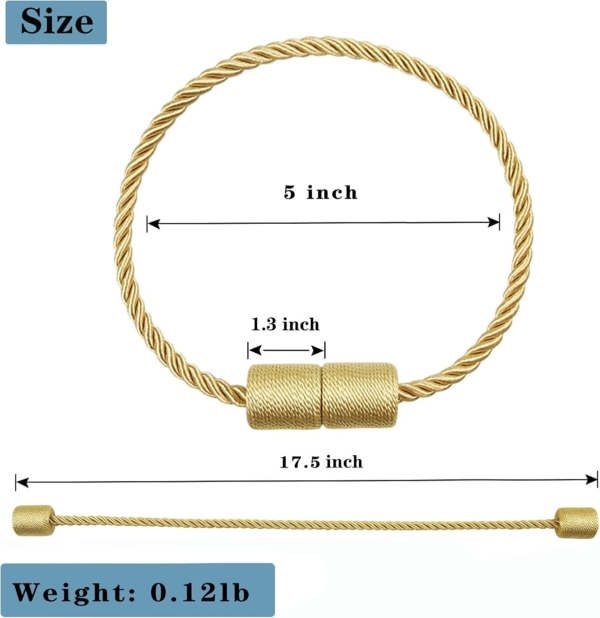 U/D Magnetic Curtain Tiebacks - 2 Pieces (Golden) - Image 2