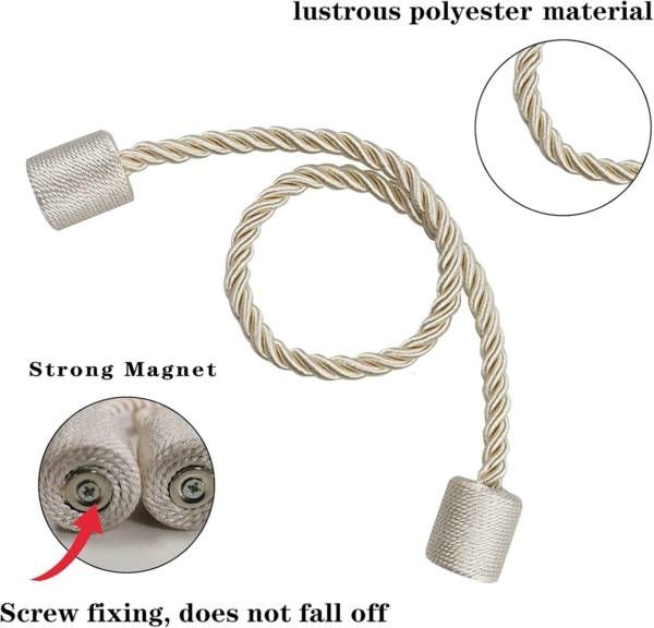 Magnetic Curtain Tiebacks Gugule Decorative Weave Rope Curtain - Image 2