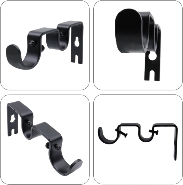 Curtain Rod Hook for Wall Black Double Curtain Holder Hook - Image 2