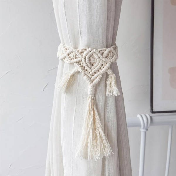 Tassel Curtain Tie, Hand Woven Curtain Tie Buckle Decor Pendant - Image 2