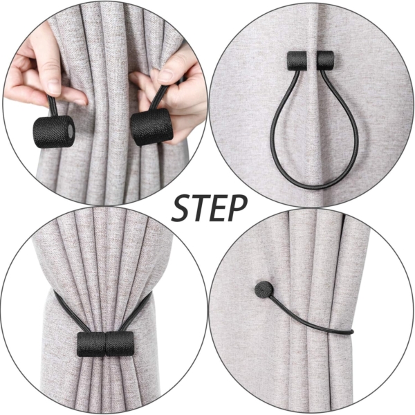 Magnetic Curtain Tiebacks,Home Sheer Blackout Drapes Blind Curtains - Image 2