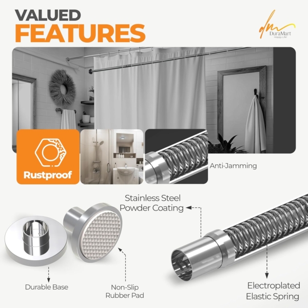 Home Pro "L" Aluminium Tension Rod, 80 cm Size - Image 2