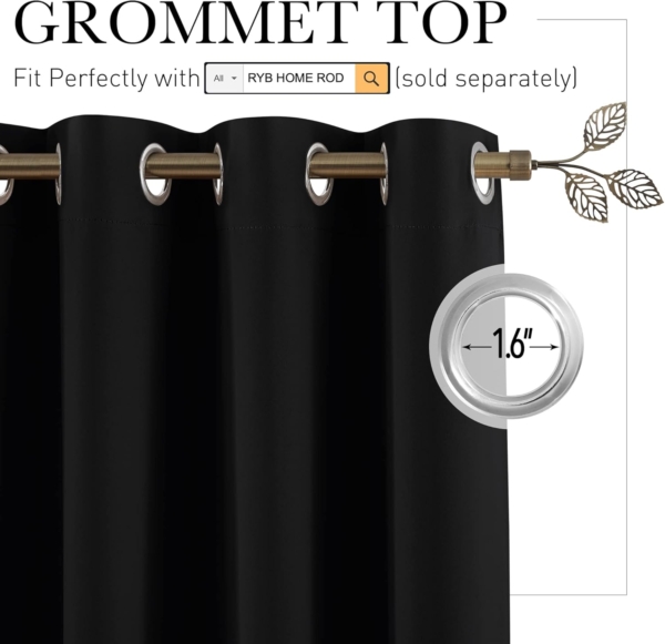 Queenzliving Blackout Curtain, Long Door 9 feet- Pack of 1, Black - Image 2