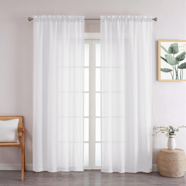 Queenzliving Elegant Solid Crushed Texture Curtain, Window 5 feet - Image 2