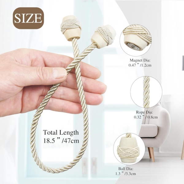 Decorative Rope Holdbacks, Drapery Ties Backs Weave Holders for Window - Image 2