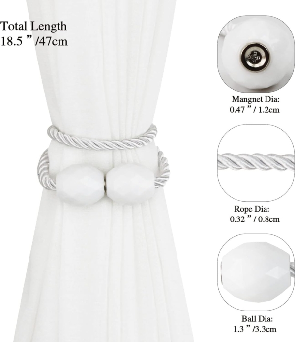 Helloberry 2 Pieces Strong Magnetic Curtain Tiebacks Curtain Drape - Image 2