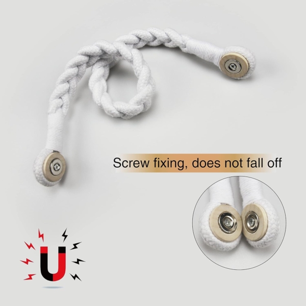 Magnetic Soft Curtain Tiebacks Cotton Hand-Woven Tieback Holdback - Image 2
