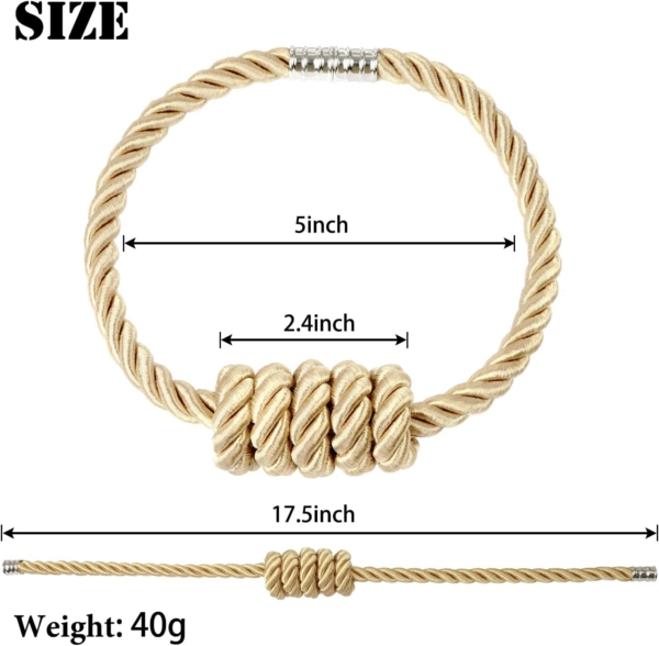 4 PCS Magnetic Curtain Tiebacks Golden & Beige Decorative Holdback - Image 2