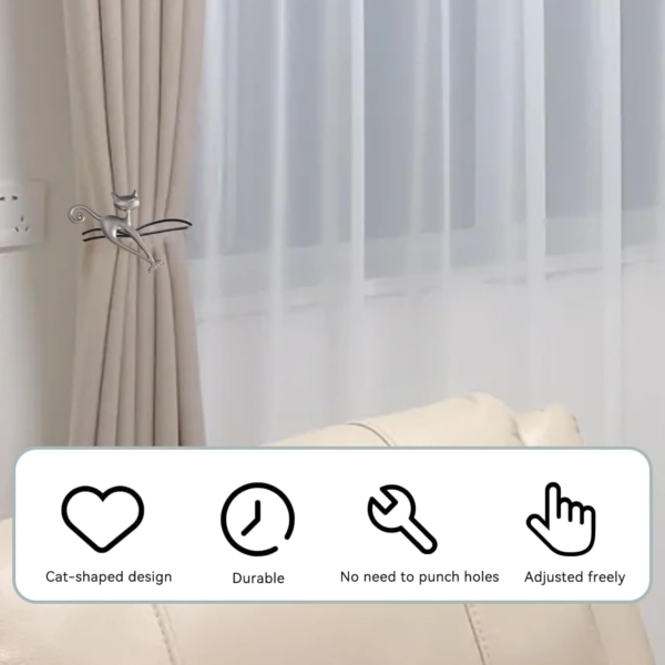 Starthi Magnetic Curtain Tiebacks, 2 Pieces Cute Cat Magnetic Curtain - Image 2