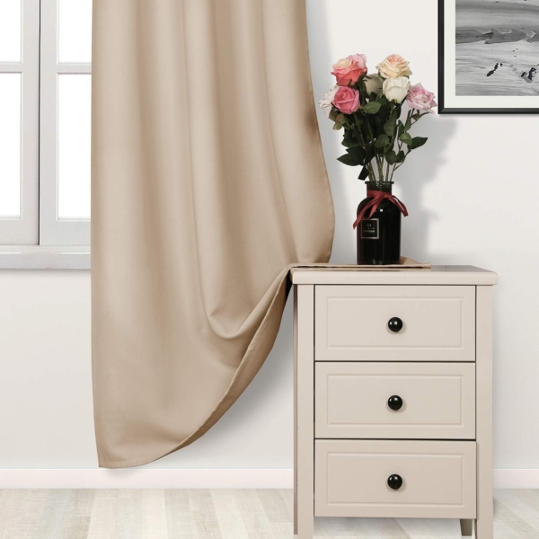 Smile Doll 2 Panels Blackout Curtains for Living Room Brown - Image 3
