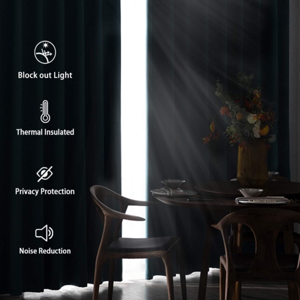 THS Thermal Blackout Curtain for Bedroom (Gray-Black, 2 Pieces) - Image 3