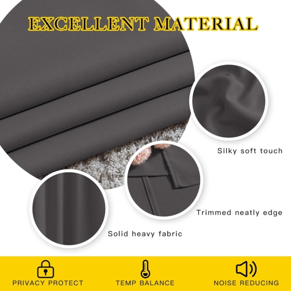 THS Blackout Curtain For Bedroom, 2 Pieces (Dark Grey, 300 x 270cm) - Image 3