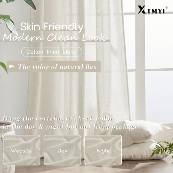 TTS Textile Decoration Sheer Curtains for Living Room Off White - Image 3