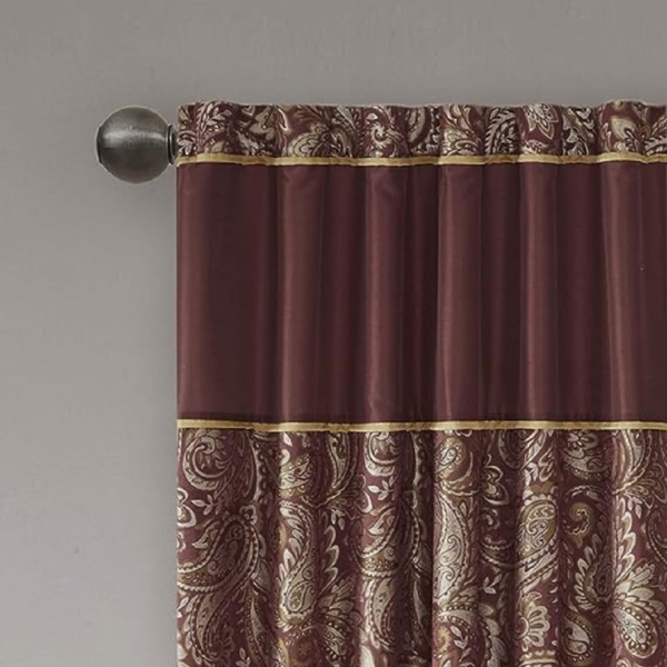 Home Sizzler 2 Pieces Polyester Door Curtains Maroon, 3D Abstract - Image 3