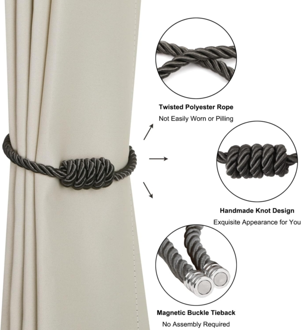 4 Pcs Set Magnetic Curtain Tiebacks 2 Pair-Magnetic Curtain Straps - Image 3