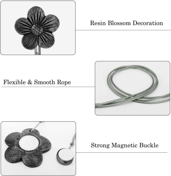 SKEIDO 1 Pair Magnetic Curtain Tiebacks Decorative Rope Holdback - Image 3